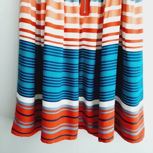 GYPSIES & MOONDUST Stripe Pattern Light Fit & Flare Dress Red White & Blue Sz L - Picture 13 of 15